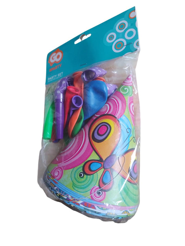 Papirnati klobički - set z baloni in piskači, 8 kom
