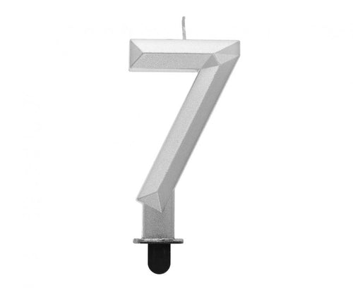 Svečka številka 7 – Diamond, srebrna barva - Mojbalon