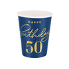 Papirnati kozarci - Happy Birthday 50, modra barva