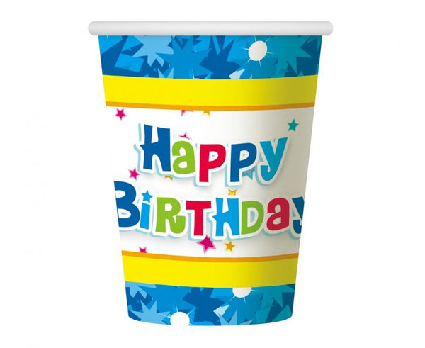 Papirnati kozarci - Happy Birthday, modra barva