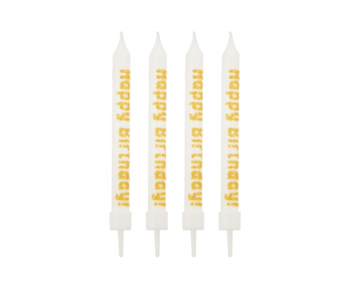 Svečke za torto – Happy Birthday, 12 kosov, 12,5 cm
