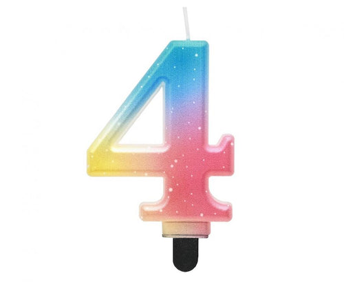 Svečka za torto številka 4 – Ombre, pastel, 8 cm