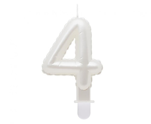 Svečka za torto številka 4 – biserno bela, 8 cm
