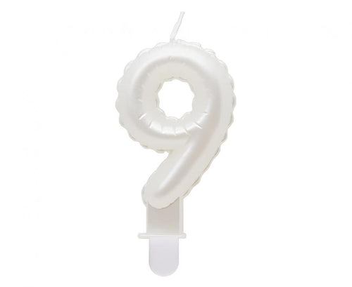 Svečka za torto številka 9 – biserno bela, 8 cm