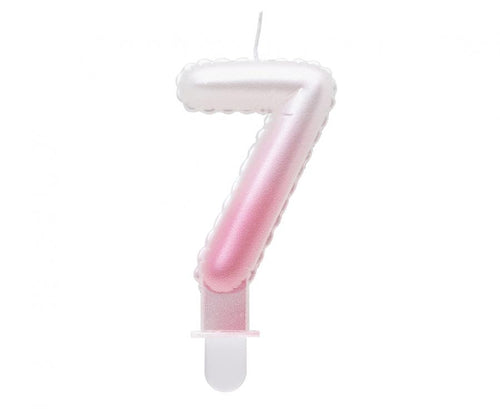 Svečka za torto številka 7 – biserno belo roza, 8 cm