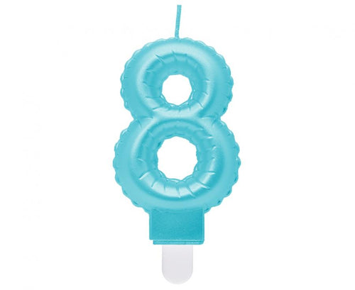Svečka za torto številka 8 – biserno modra, 7 cm