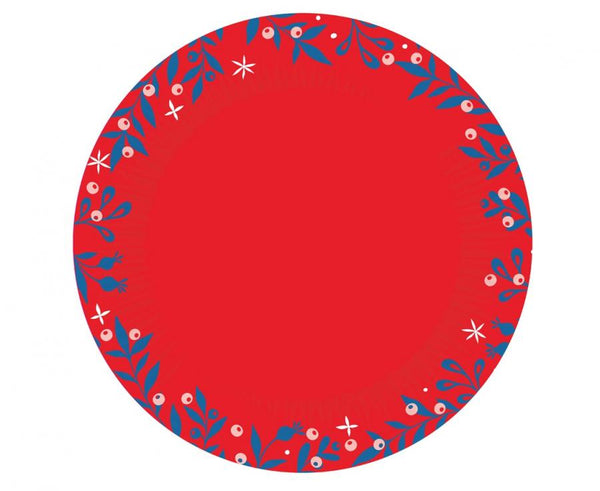 Papirnati krožniki - Let it snow rdeča barva