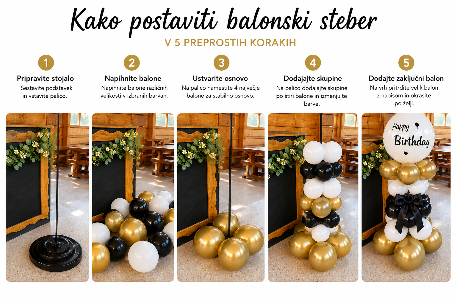 Kako postaviti balonski steber v 5 preprostih korakih