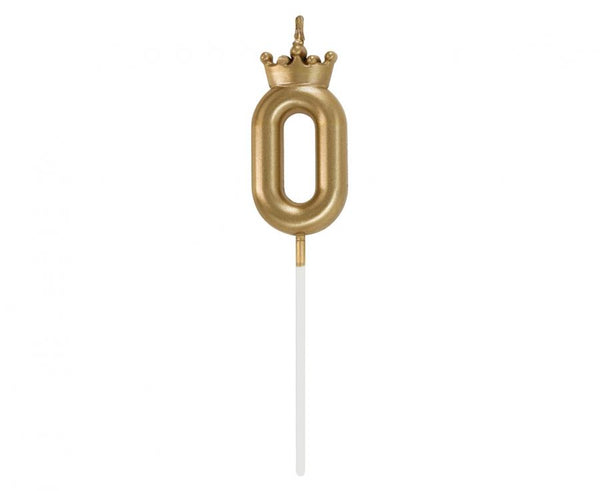 Svečka št. 0 s kronico – zlata kronca, 6 cm - Mojbalon