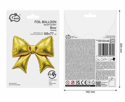Folijski balon mašna – zlata, 77 cm