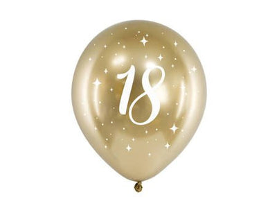 Baloni iz lateksa za 18. rojstni dan, zlati krom, 30cm, 6 balonov