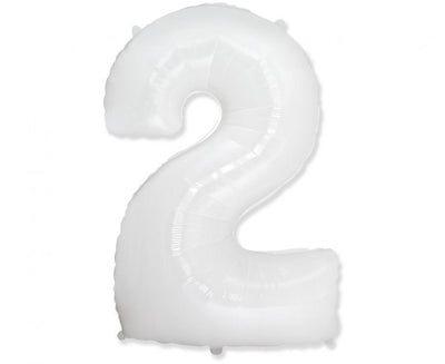 Balon za rojstni dan številka 2, bela barva, 85cm