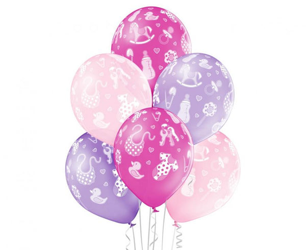 Balon iz lateksa - dojenček, roza barva, 30 cm, 6 kom