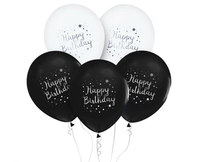Baloni iz lateksa Happy Birthday, 30cm, 5 balonov