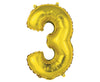 Balon številka 3, zlata barva, 35cm