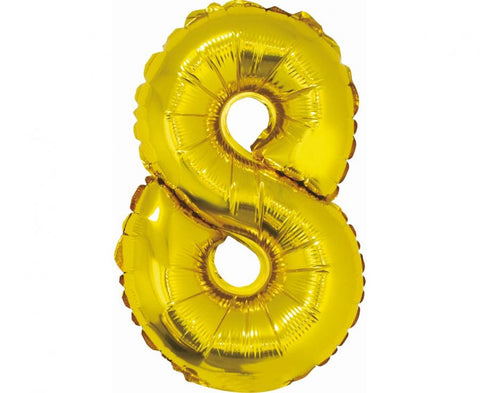 Balon številka 8, zlata barva, 35 cm