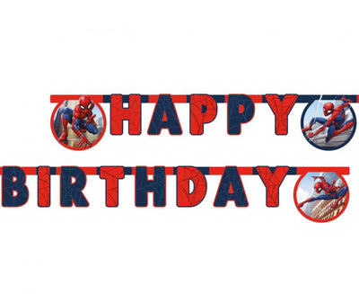 Viseč napis – Happy Birthday, Spiderman,200 cm - Mojbalon