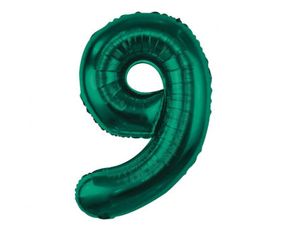 Balon za rojstni dan številka 9, temno zelena barva, 85cm