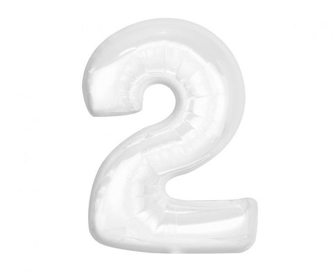 Balon za rojstni dan številka 2, bela