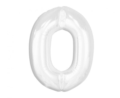 Balon za rojstni dan številka 0, bela barva, 92cm