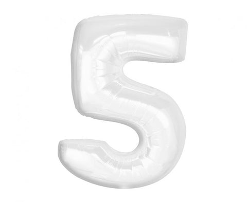Balon za rojstni dan številka 5, bela
