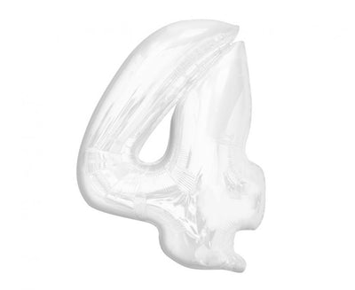 Balon za rojstni dan številka 4, bela barva, 92cm