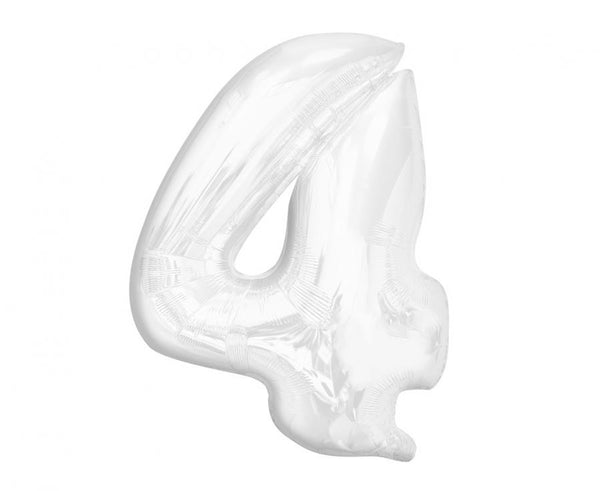 Balon za rojstni dan številka 4, bela barva, 92cm