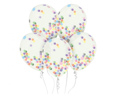 Baloni iz lateksa - potisk barvnih konfetov, 5 kom