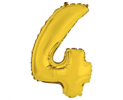 Balon številka 4, zlata barva, 35cm