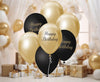 Baloni iz lateksa - vse najboljše, črno-zlati, 30 cm, 7 kom