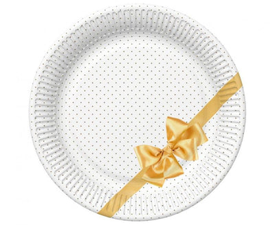 Papirnati krožniki - zlata pentlja, 8 kom