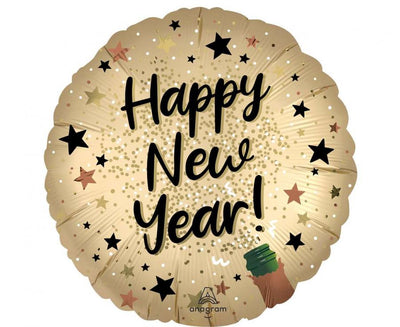 Balon folija - "Happy New Year", zlat, 45cm