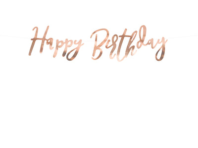 Viseč Napis - Happy Birthday, Roza Zlata Metalik