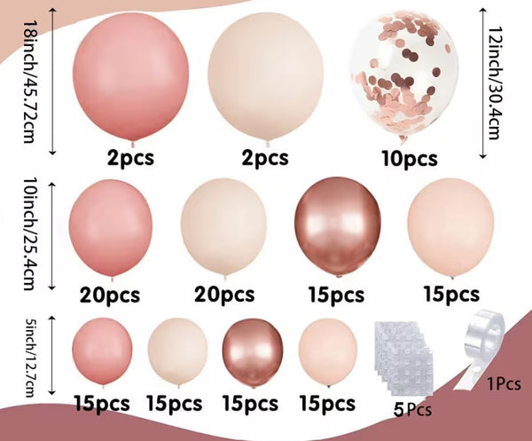 Girlanda iz balonov - Rose, 150 kos