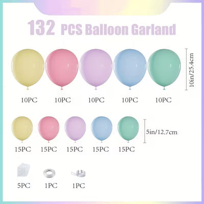 Girlanda iz balonov – Pisani mavrični baloni, 132 kos