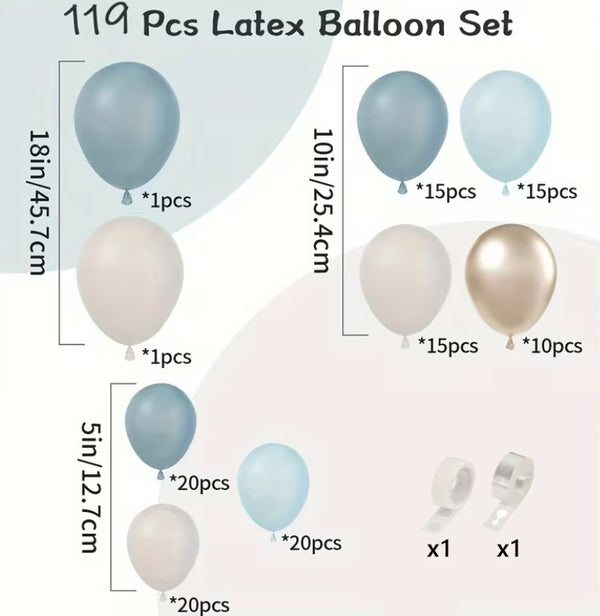 Girlanda iz balonov - Modro bela, xxl - Mojbalon