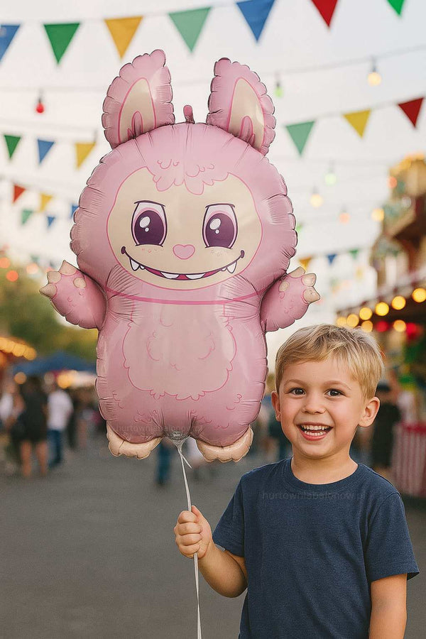 Balon folija - Labubu, roza brave, 60 cm