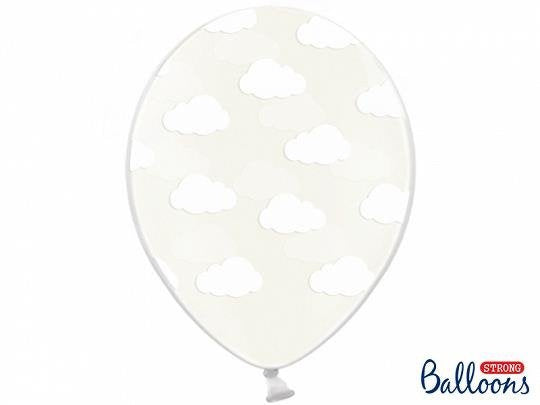 Baloni iz lateksa prozorni z oblački, 30cm, 6 balonov - Mojbalon