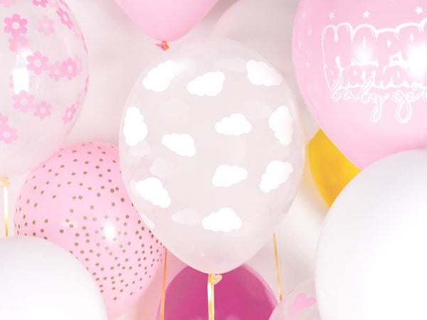 Baloni iz lateksa prozorni z oblački, 30cm, 6 balonov - Mojbalon