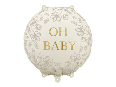 Folija balon za baby shower "Oh Baby", bela barva, 40 cm - Mojbalon