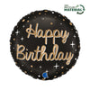 Balon folija - Happy Birthtay, črne barva, 46 cm