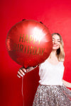 Balon folija - Happy Birthday, rdeč, 35 cm - Mojbalon