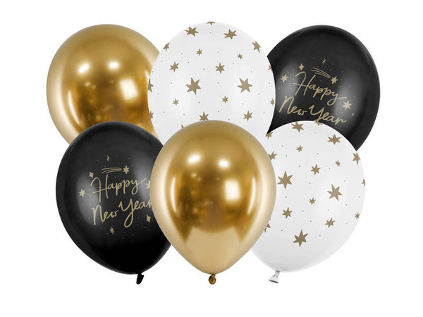 Baloni iz lateksa Happy New Year, 6 balonov