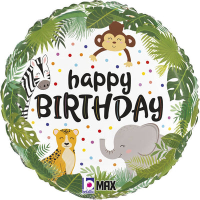 Balon folija - Happy Birthday, Živali Safari