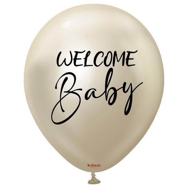 Baloni iz lateksa - Welcome Baby, zlata, 45 cm (2 kom) - Mojbalon