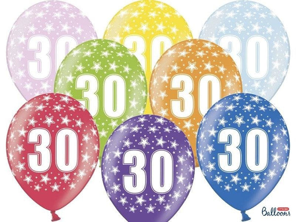 Baloni iz lateksa - 30. rojstni dan, barviti, 5 balonov - Mojbalon