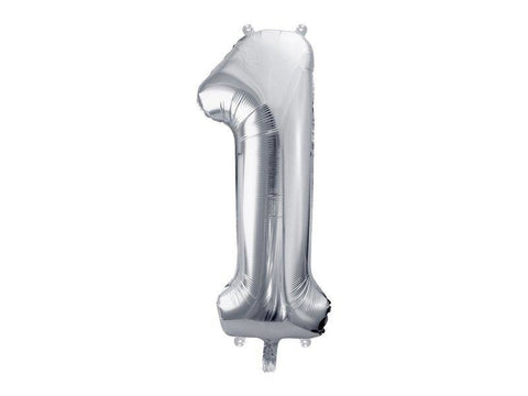 Balon za rojstni dan številka 1, srebrna barva, 86 cm