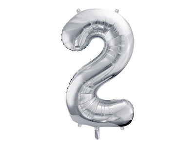 Balon za rojstni dan številka 2, srebrna barva, 86 cm