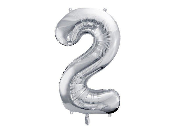 Balon za rojstni dan številka 2, srebrna barva, 86 cm