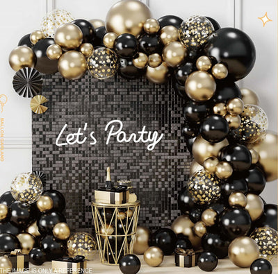 Girlanda iz balonov - Black and gold set (109 kos)